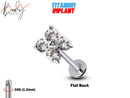 Ear Tragus Cartilage Studs - Flower Labret Stud Piercing or Ball End Barbell -16g Piercing for Helix, Ear Lobe, Conch Piercing, Medusa Studs