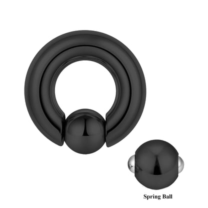 Black Ball Hoop Earrings, BCR/CBR Nose Ring - 18g to 00g Big Gauges with Spring Ball Dainty Nose Ring Hoop, PA Ring - Piercing for Ear, Nose