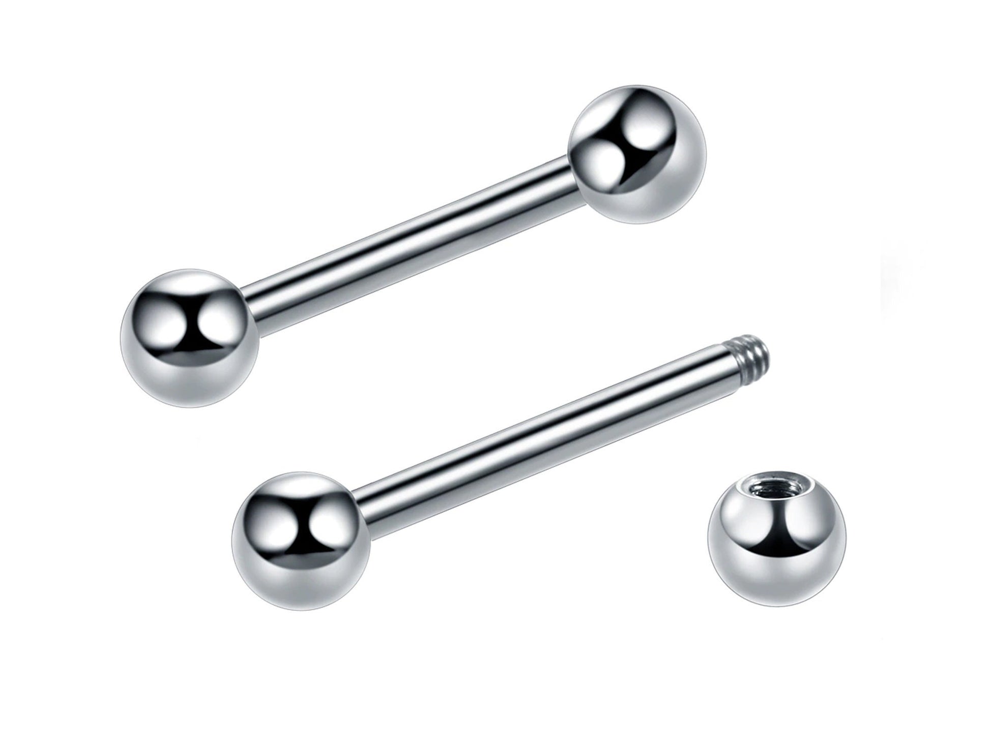 Straight Barbell Piercing Big Gauge Size - 18g to 0G Barbell Body Piercing for Tongue Bar, Ear Piercing, Nipple Stud Body Jewelry