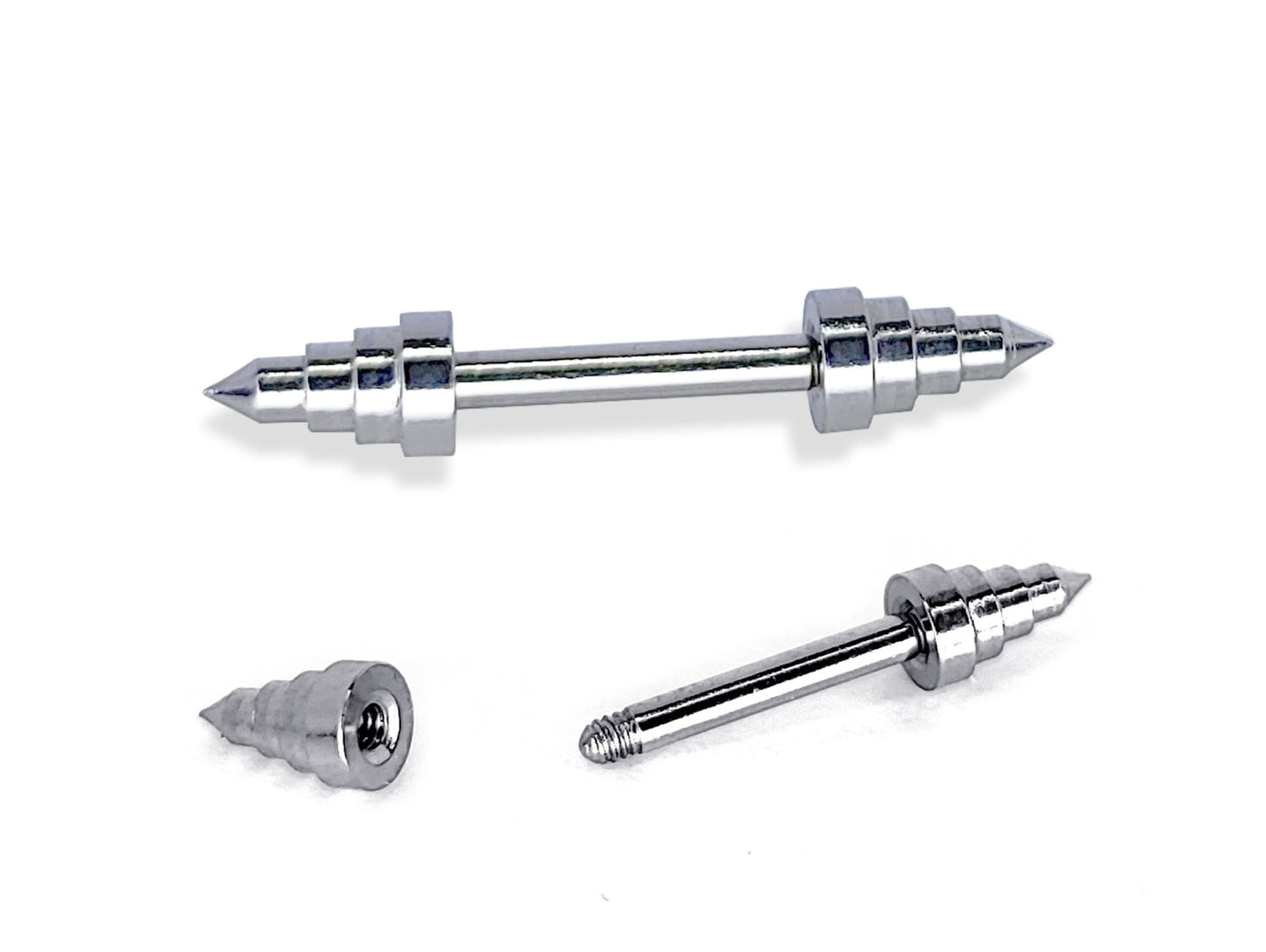 Barbell Piercing with Unique Style Spike Ring - 14G Titanium Straight Bar Piercing for Nipple, Industrial Barbell, Ear Piercing, Nose Bridge