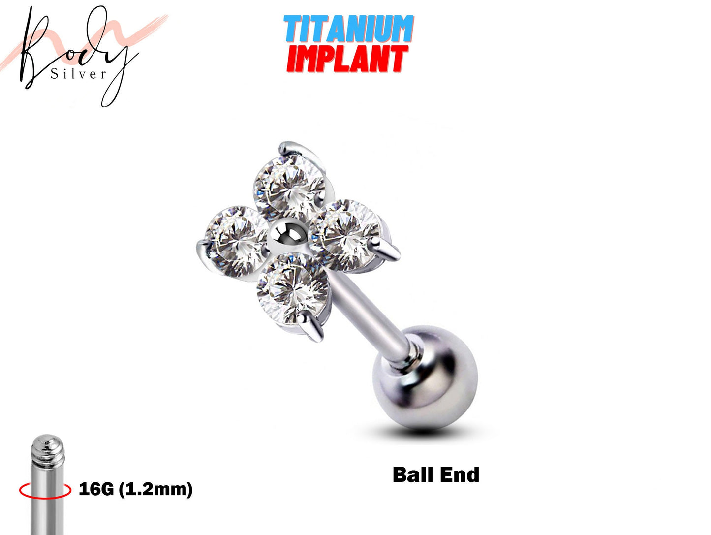 Ear Tragus Cartilage Studs - Flower Labret Stud Piercing or Ball End Barbell -16g Piercing for Helix, Ear Lobe, Conch Piercing, Medusa Studs