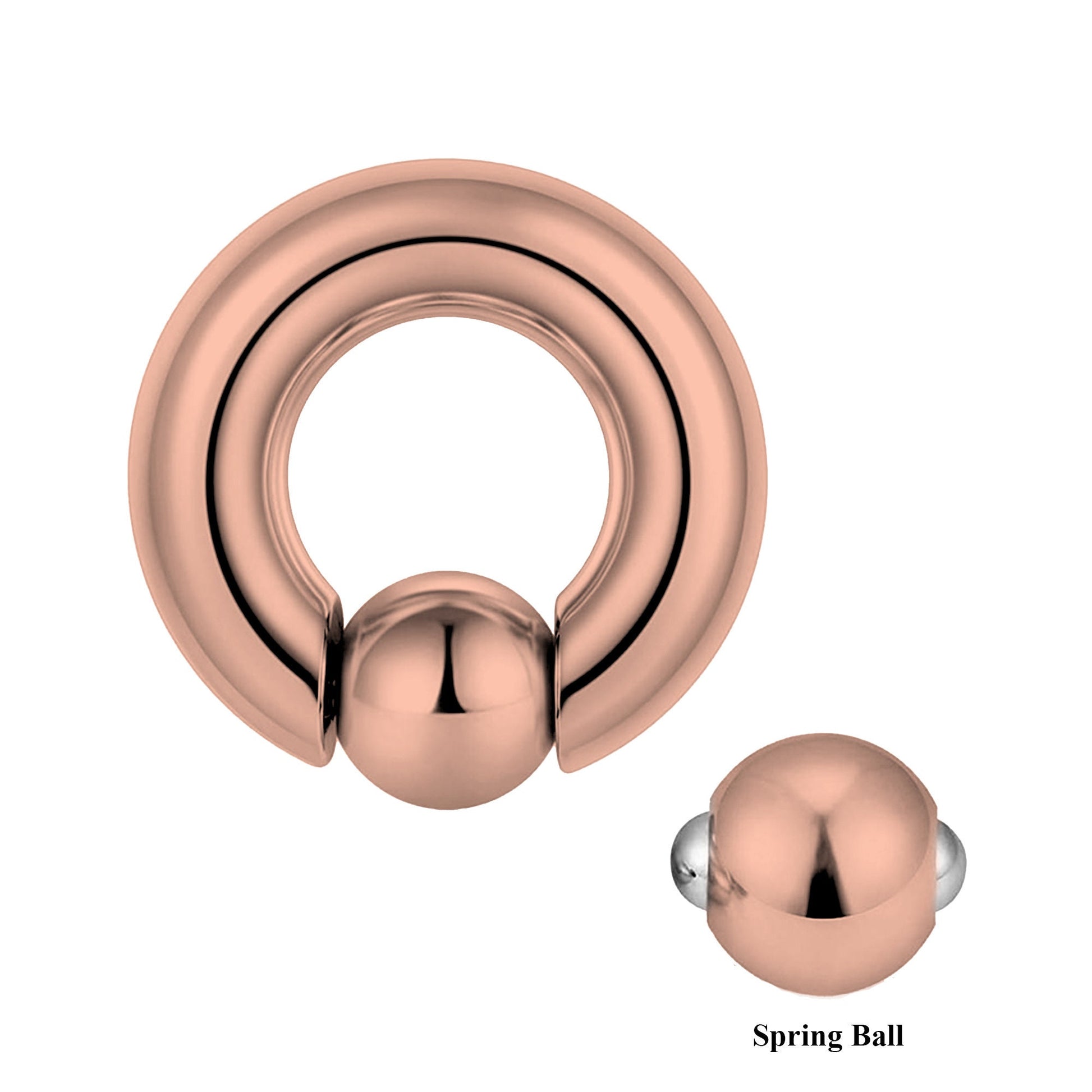 Rose Gold Ball Hoop Earrings, BCR/CBR Nose Ring - 18g to 00g Big Gauges with Spring Ball Nose Ring Hoop, PA Ring - Piercing for Ear, Nose