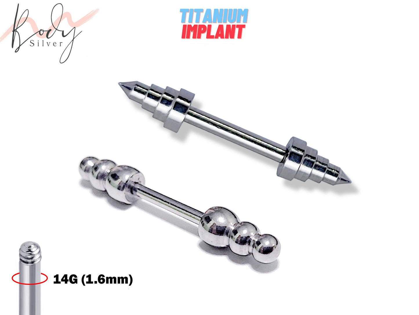 Barbell Piercing with Unique Style Spike Ring - 14G Titanium Straight Bar Piercing for Nipple, Industrial Barbell, Ear Piercing, Nose Bridge