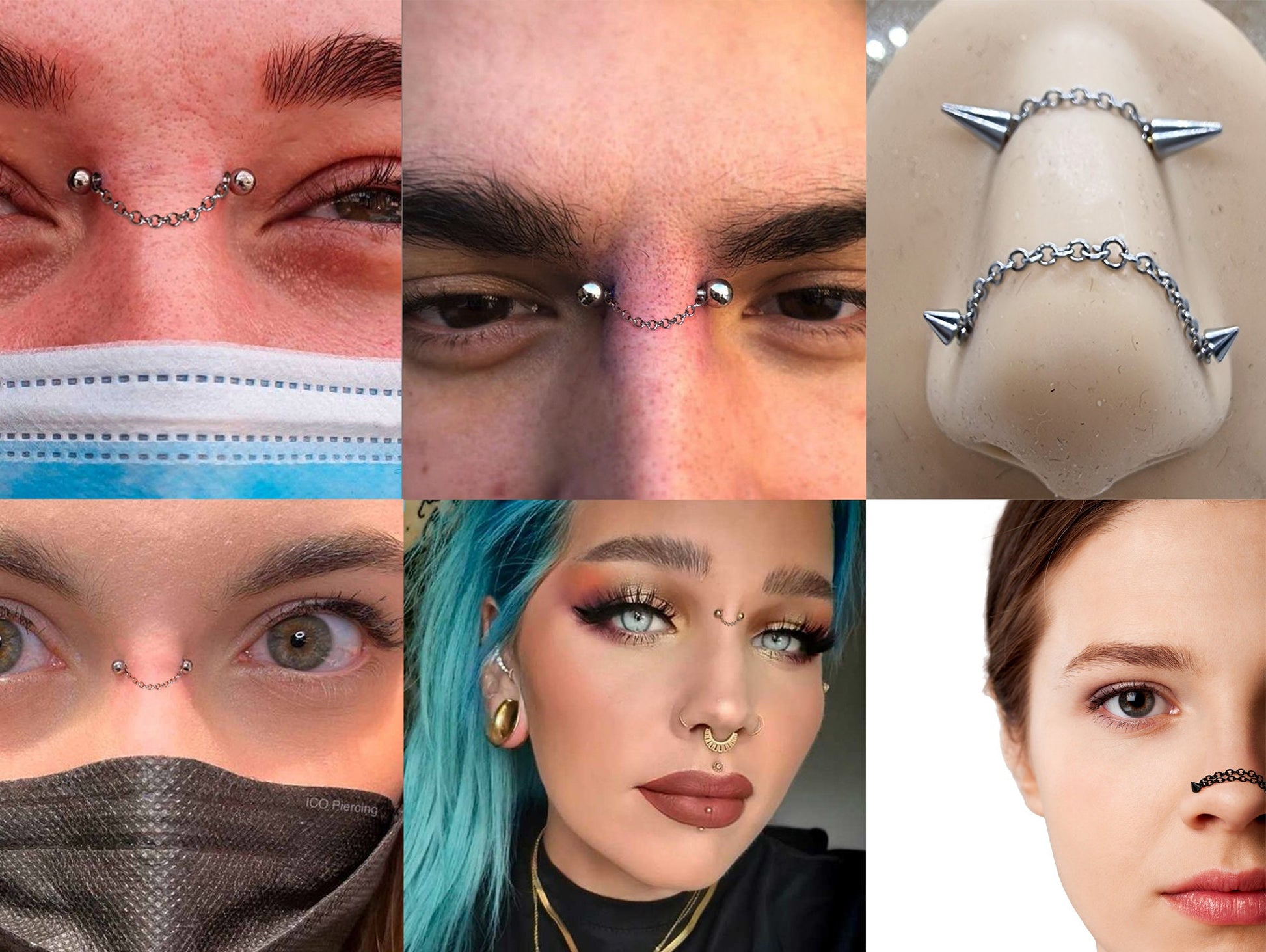 Piercing Chains, Connector Chain for Body Piercing Jewelry Nasallang Nose Ring, Bridge Piercing, Nipple Piercing, Barbell Earring