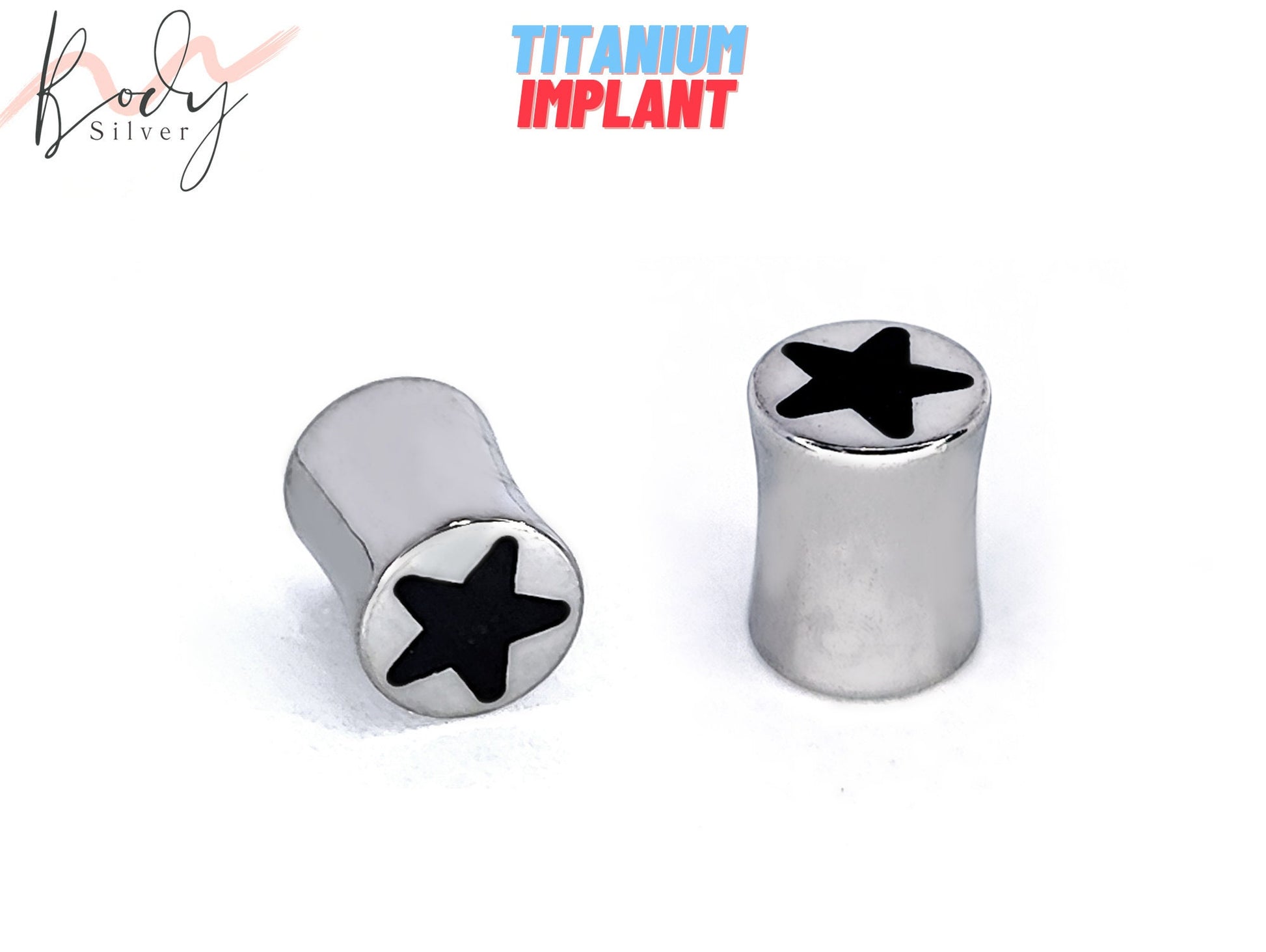 Titanium Double Flare Ear Plugs Star Design, Saddle Plugs for Ear Tunnel, Stretchers Earrings size 8G 6G 4G 2G 0G 00G Gauges