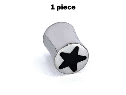 Titanium Double Flare Ear Plugs Star Design, Saddle Plugs for Ear Tunnel, Stretchers Earrings size 8G 6G 4G 2G 0G 00G Gauges