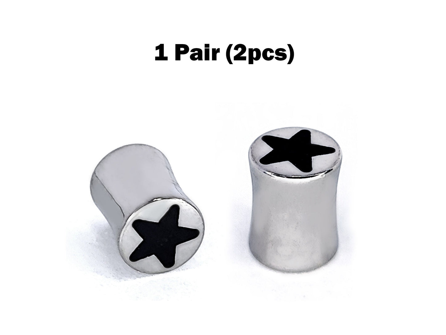 Titanium Double Flare Ear Plugs Star Design, Saddle Plugs for Ear Tunnel, Stretchers Earrings size 8G 6G 4G 2G 0G 00G Gauges