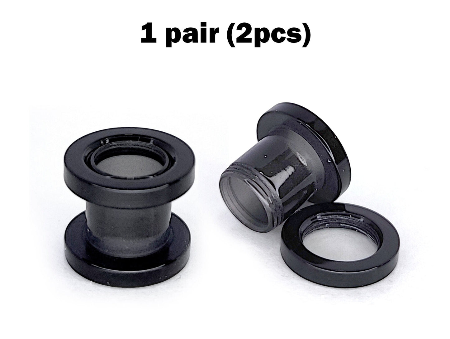 Flesh Tunnel Acrylic UV Transparent Black Ear Plugs, Ear Gauges for Ear Tunnels, Stretchers Earrings size 8G 6G 4G 2G 0G 00G