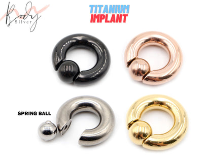 Titanium Ball Hoop Earrings, BCR/CBR Nose Ring with Spring Ball - 18g to 00g Big Gauges Septum Nose Ring Hoop, PA Ring, Earrings