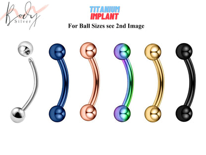 Titanium Eyebrow Jewelry, Cartilage Earrings - Bent Bar Earrings with Colors - Body Piercing for, Daith, Cartilage, Tragus, Helix