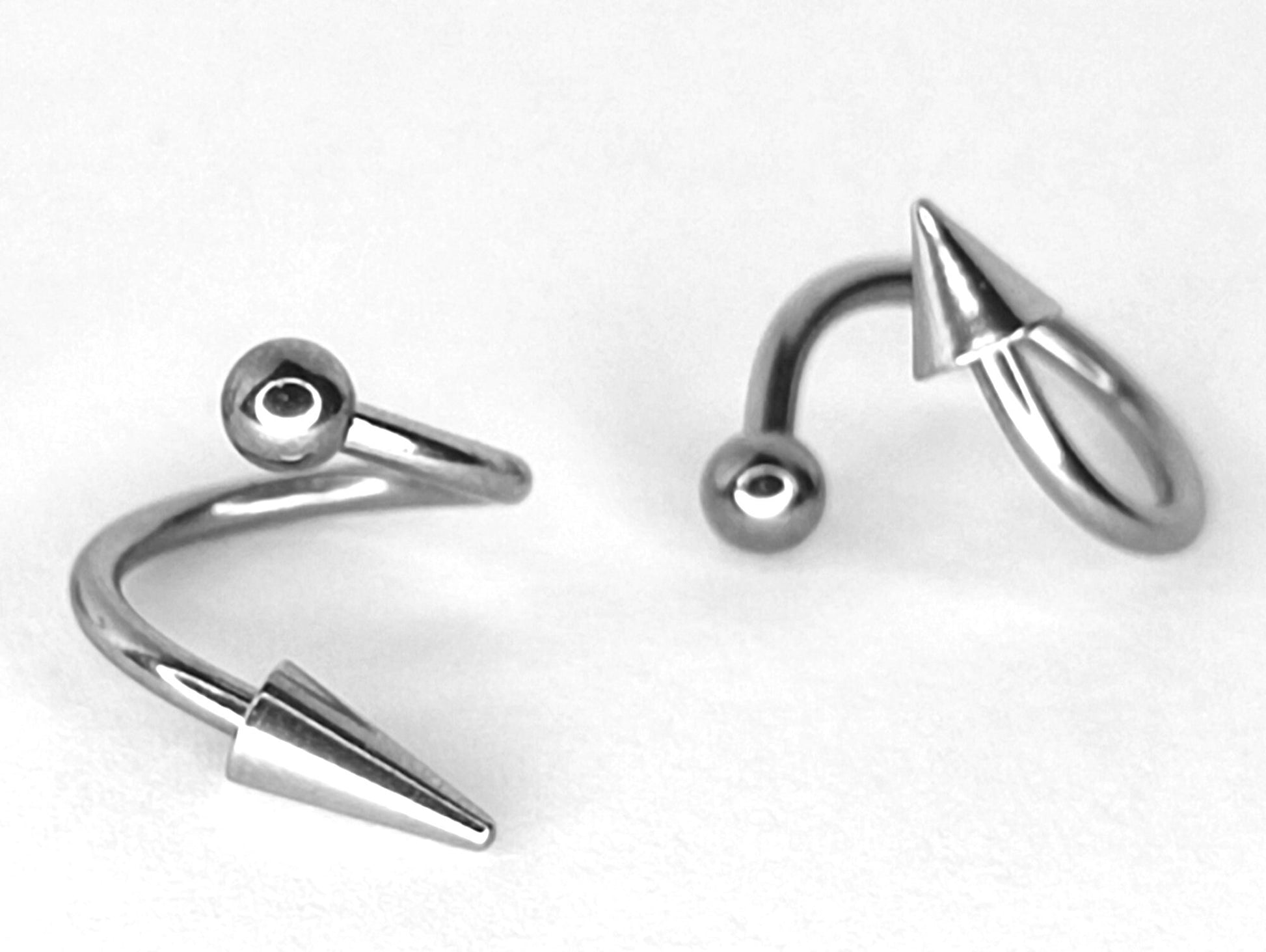 Titanium Spike Twisted Barbell Piercing for Spiral Helix Earring, Lip Ring Spike/Cone with Ball - Choose Spike Size in the Option