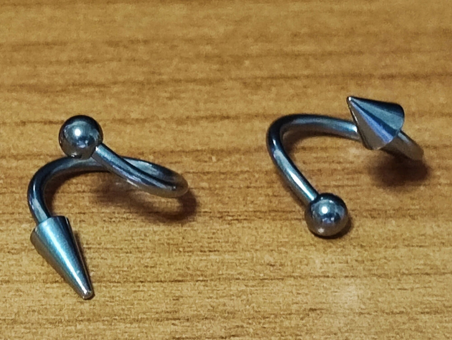 Titanium Spike Twisted Barbell Piercing for Spiral Helix Earring, Lip Ring Spike/Cone with Ball - Choose Spike Size in the Option