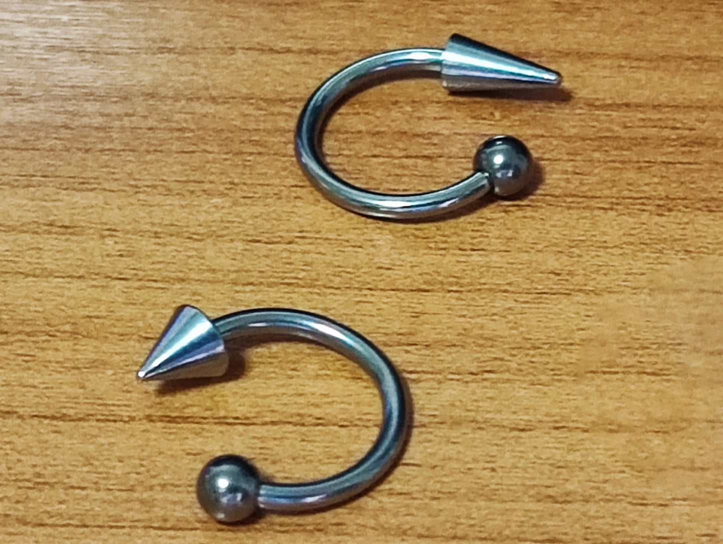 Titanium Spike Horseshoe Barbell Piercing for Nose Septum Ring, Lip Ring, Helix Ring Spike/Cone with Ball - Choose Spike Size in the Option