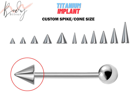 Titanium Spike Barbell Piercing for Nipple Bar, Helix Earring, Industrial Piercing Spike/Cone with Ball - Choose Spike Size in the Option