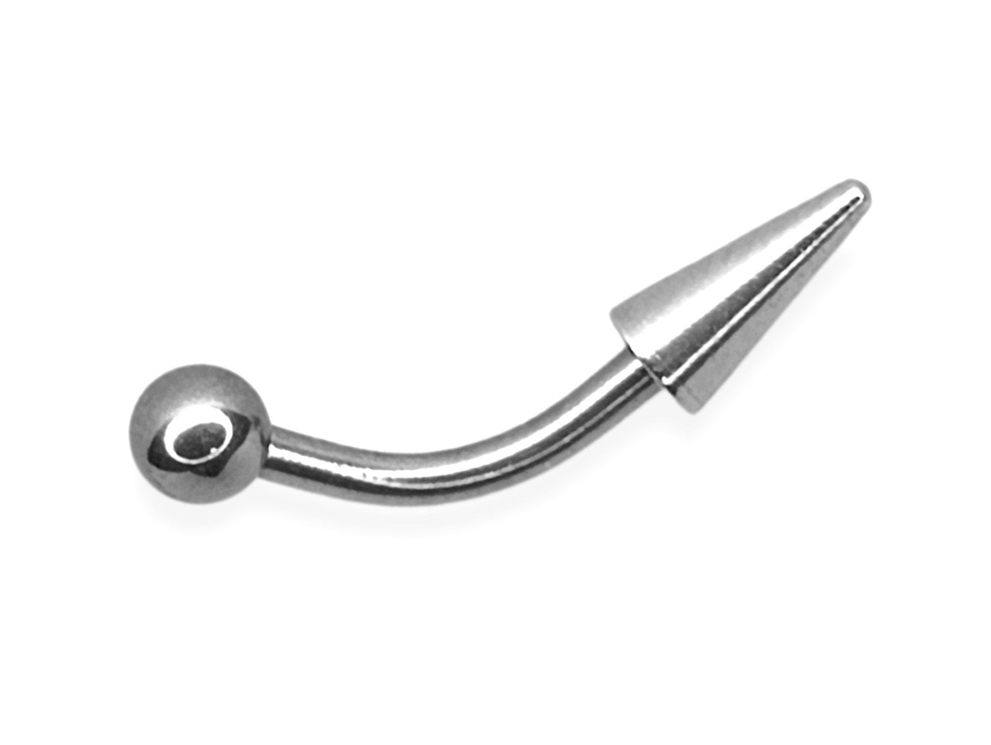 Titanium Spike Curved Barbell Piercing Vertical Labret Jewelry for Lip Piercing Spike/Cone with Ball - Choose Spike Size in the Option