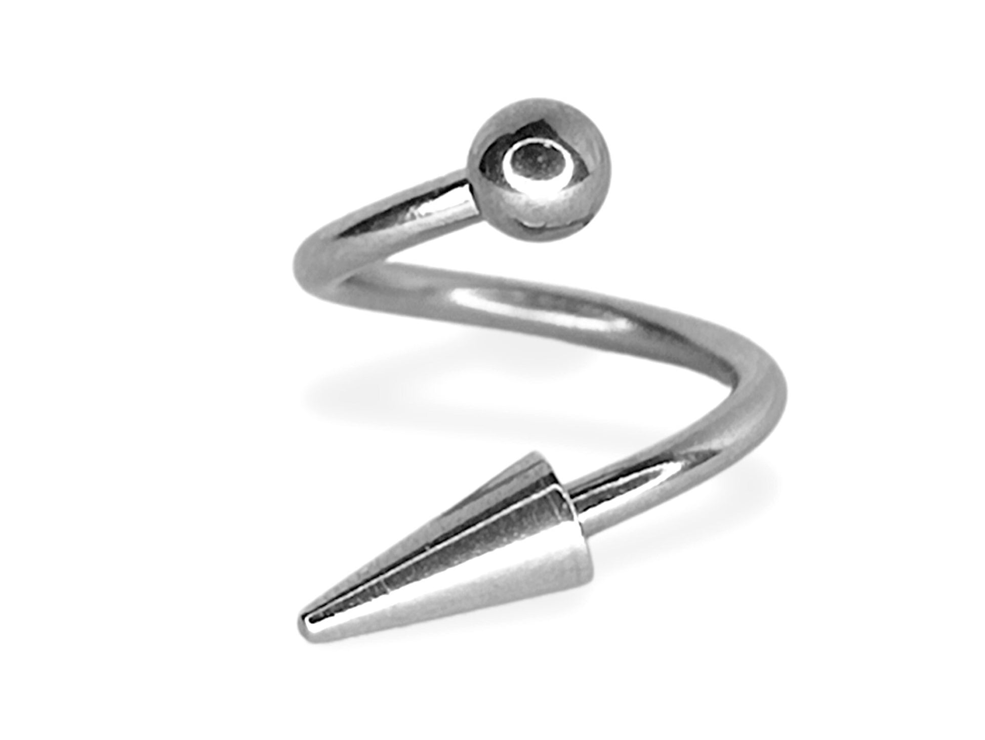 Titanium Spike Twisted Barbell Piercing for Spiral Helix Earring, Lip Ring Spike/Cone with Ball - Choose Spike Size in the Option