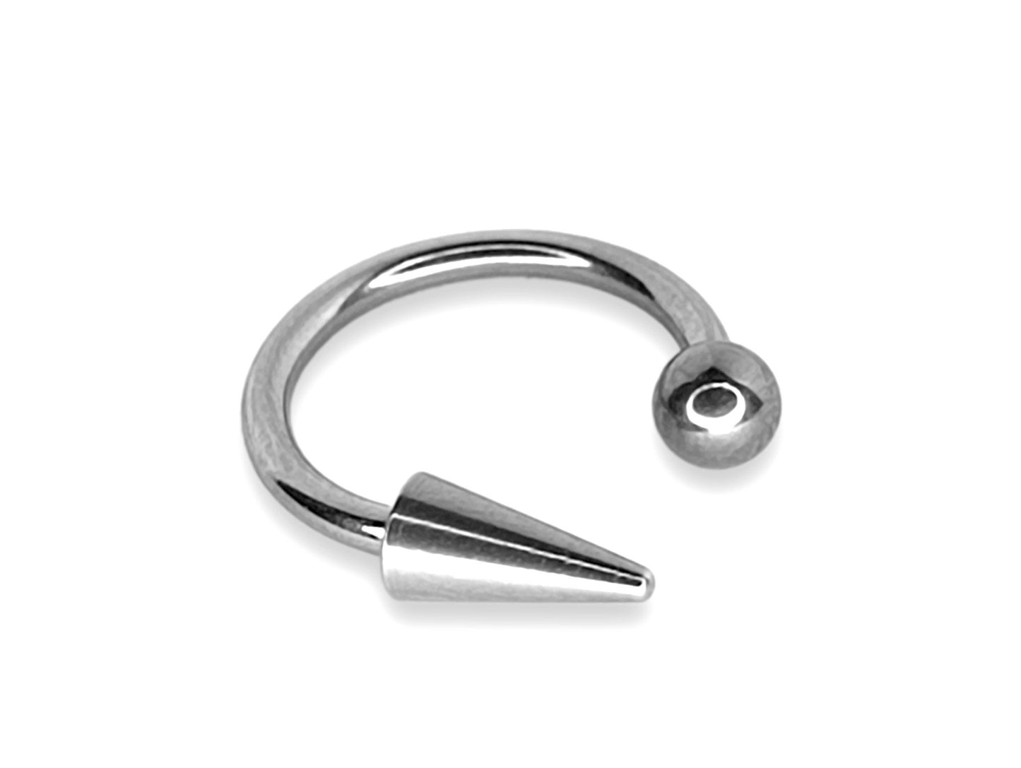 Titanium Spike Horseshoe Barbell Piercing for Nose Septum Ring, Lip Ring, Helix Ring Spike/Cone with Ball - Choose Spike Size in the Option