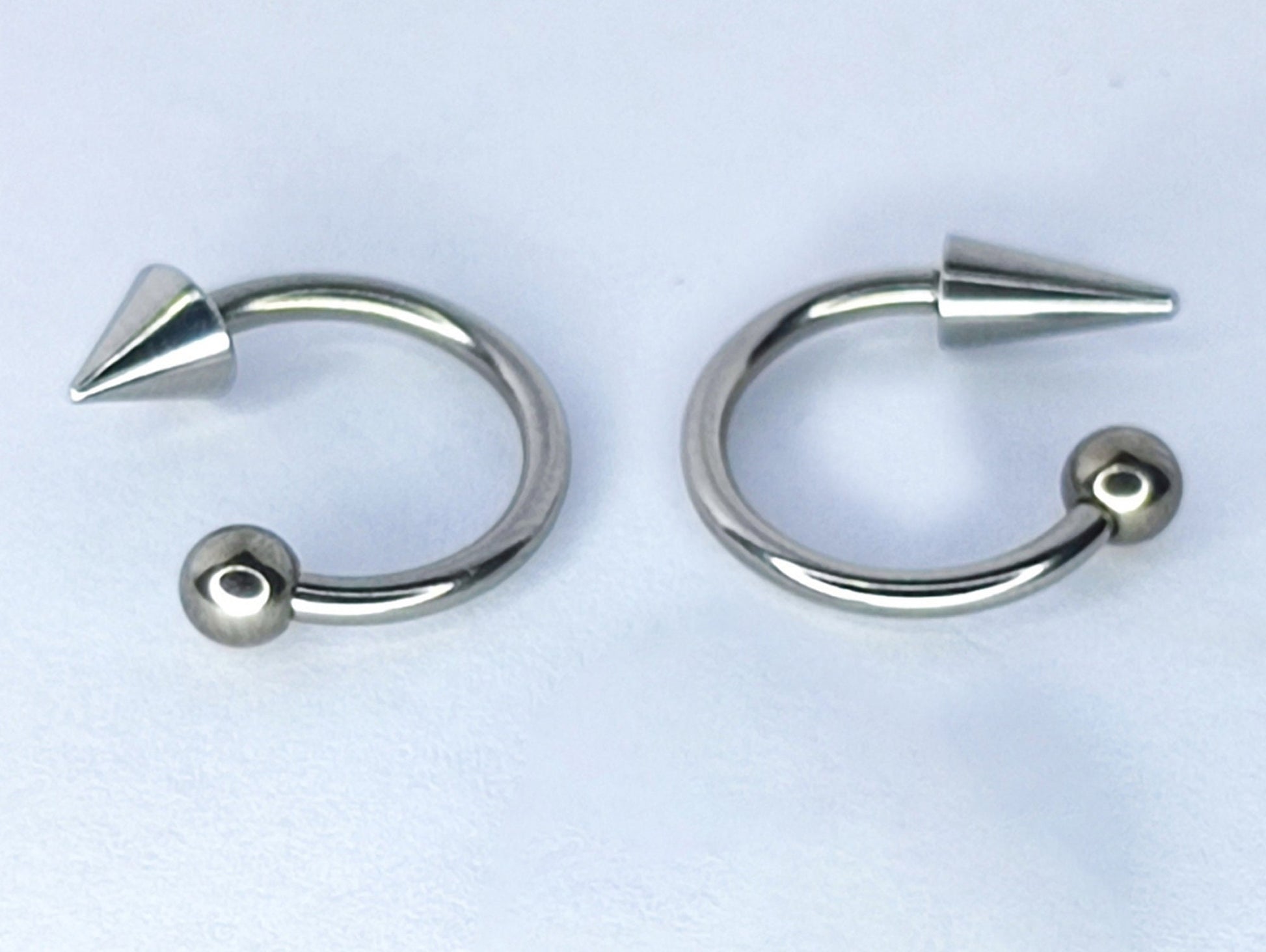 Titanium Spike Horseshoe Barbell Piercing for Nose Septum Ring, Lip Ring, Helix Ring Spike/Cone with Ball - Choose Spike Size in the Option