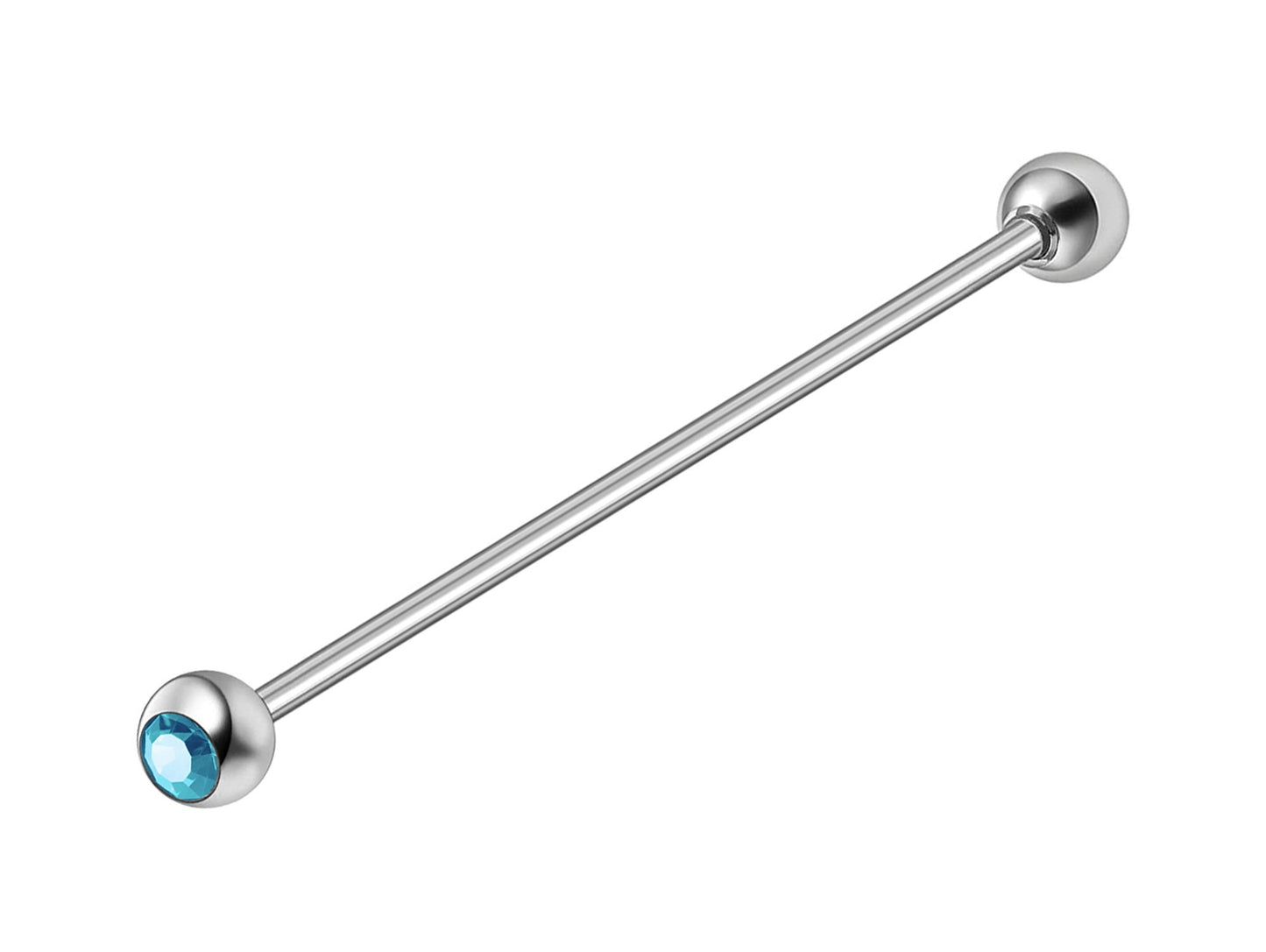 Titanium Industrial Barbell with Gem CZ Crystal - 16g 14g Straight Barbell Externally Threaded for Ear Piercing, Helix, Earrings Bar