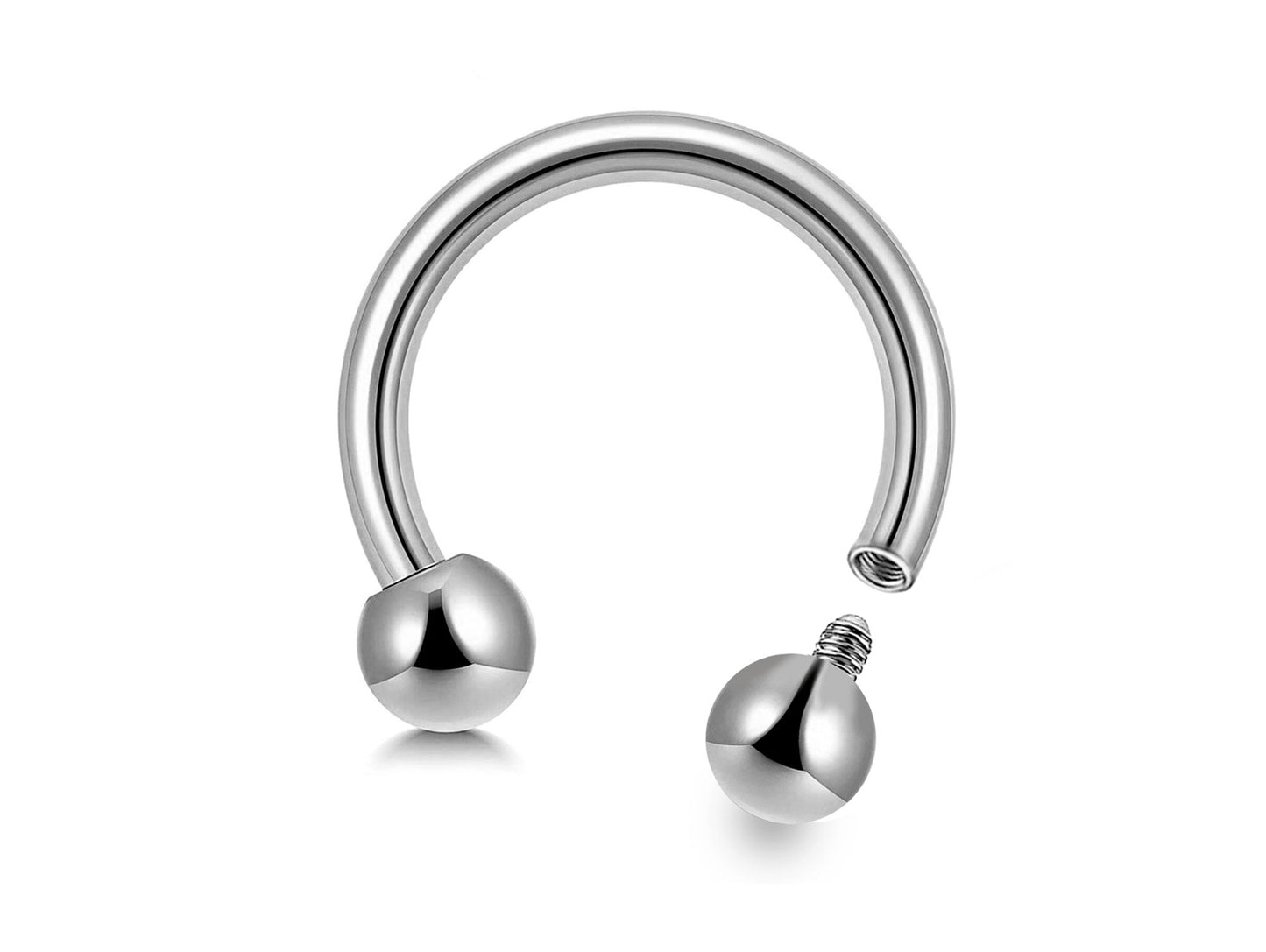 Titanium Internal Threading Ball/Cone/Spike Septum Jewelry, Circular Barbell Septum Ring 16G to 00G Horseshoe Barbell Lip Jewelry Helix Ring