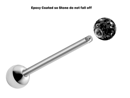 Tongue Piercing, Zungenpiercing - Titanium Tongue Barbell with Epoxy Coated Ball Crystals