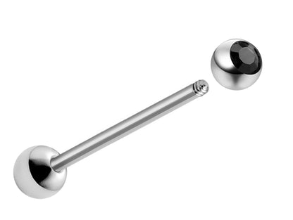 Tongue Piercing, Zungenpiercing - Titanium 16G 14G Tongue Barbell with Gem Ball Crystals