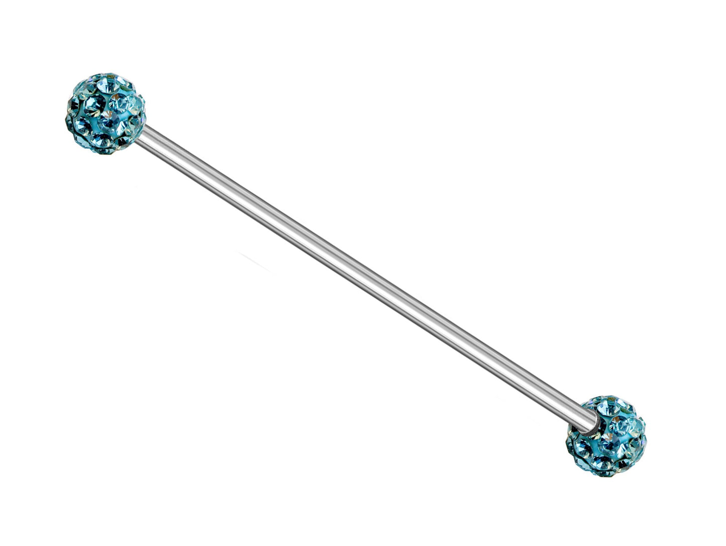 Titanium Industrial Piercing with Disco Ball CZ Crystal - 16g 14g Straight Barbell Externally Threaded for Ear Piercing, Helix, Earrings Bar