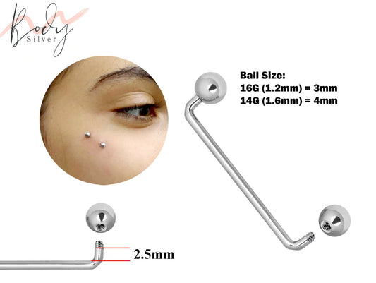 Collar Bone Piercing, Wrist Piercing - 16g 14g Surface Staple Bar - Externally Threaded Body Piercing for Nape, Face, Chest, Hips