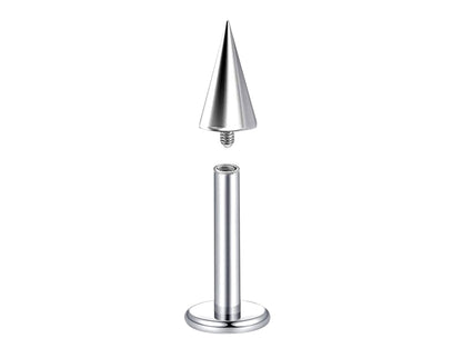 Titanium Spike Labret Stud, Lip Piercing - Internally Threaded Flat Back 16G 14G Lip Labret - Combination Piercing