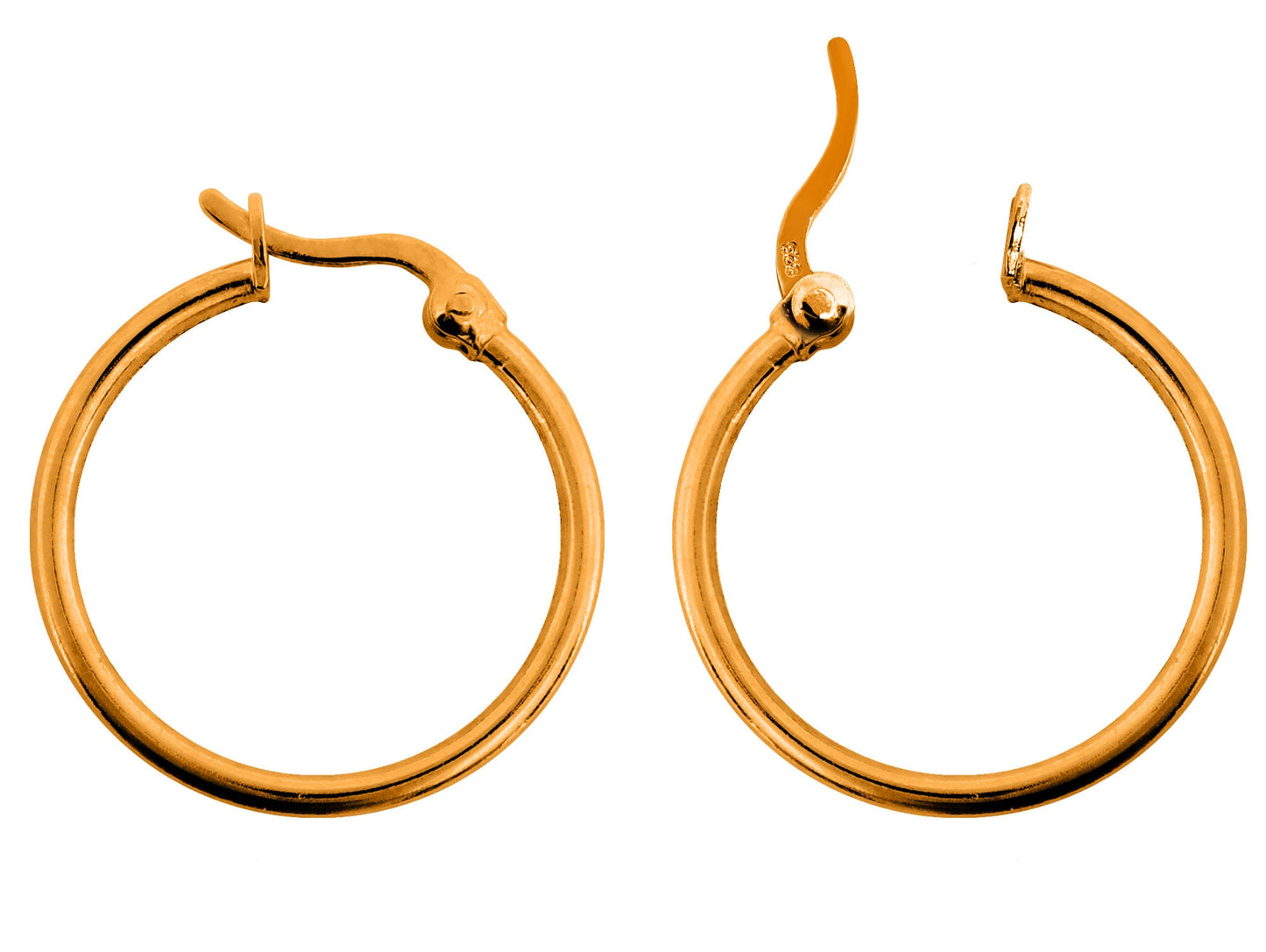 Hoop Earrings Silver large and Medium with Latch Back Closure Available in Silver, Gold and Risegold Tone - 1 Pair