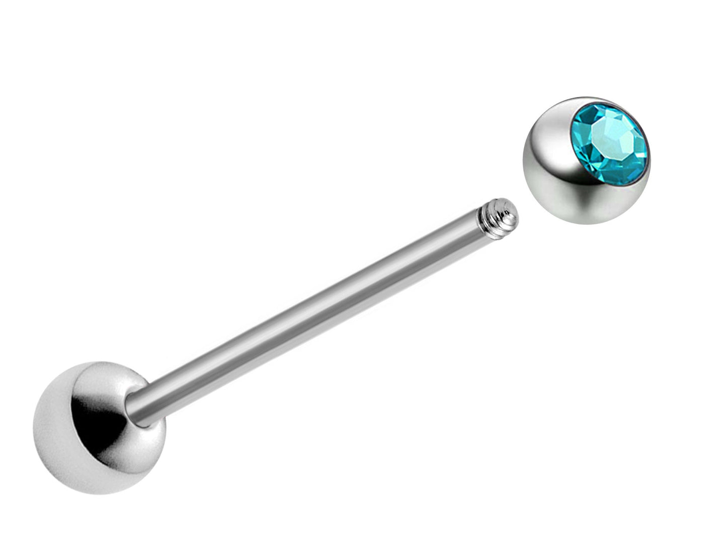 Tongue Piercing, Zungenpiercing - Titanium 16G 14G Tongue Barbell with Gem Ball Crystals