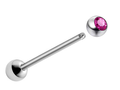 Tongue Piercing, Zungenpiercing - Titanium 16G 14G Tongue Barbell with Gem Ball Crystals