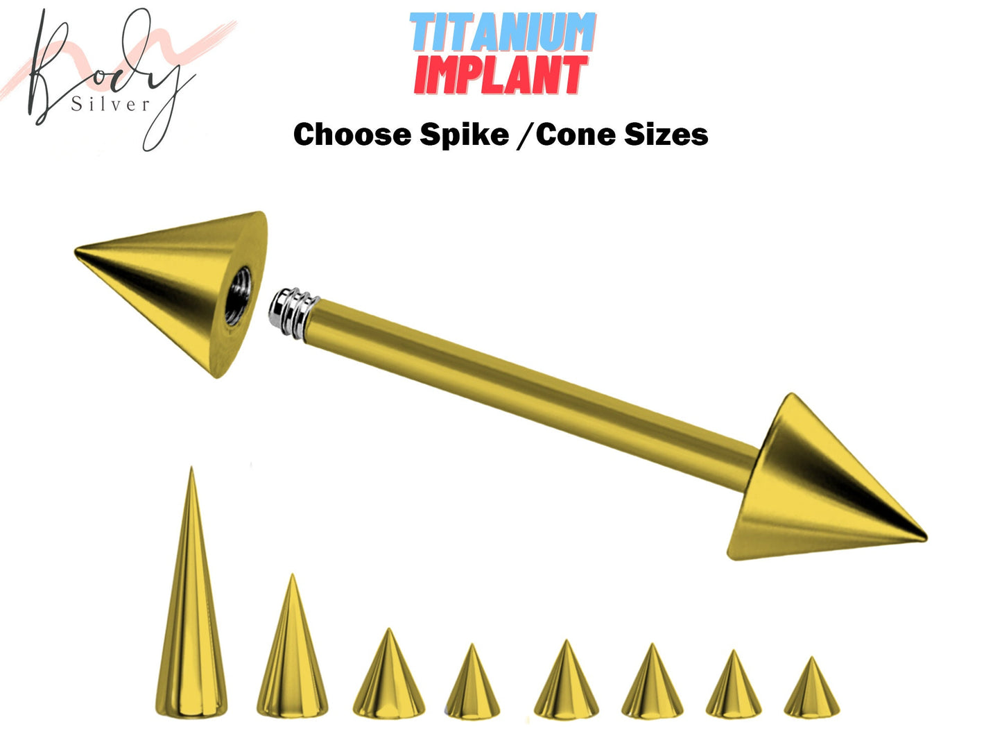 Gold Spike Nipple Piercing Jewelry Barbell - Titanium Barbell Piercing 18G 16G 14G Cone Barbell Stud, Nipple jewelry 1 piece each order