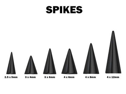 Black Spike Eyebrow Piercing Jewelry - Titanium Curved Barbell 18G 16G 14G Body Piercing Custom Cone/Spike Size