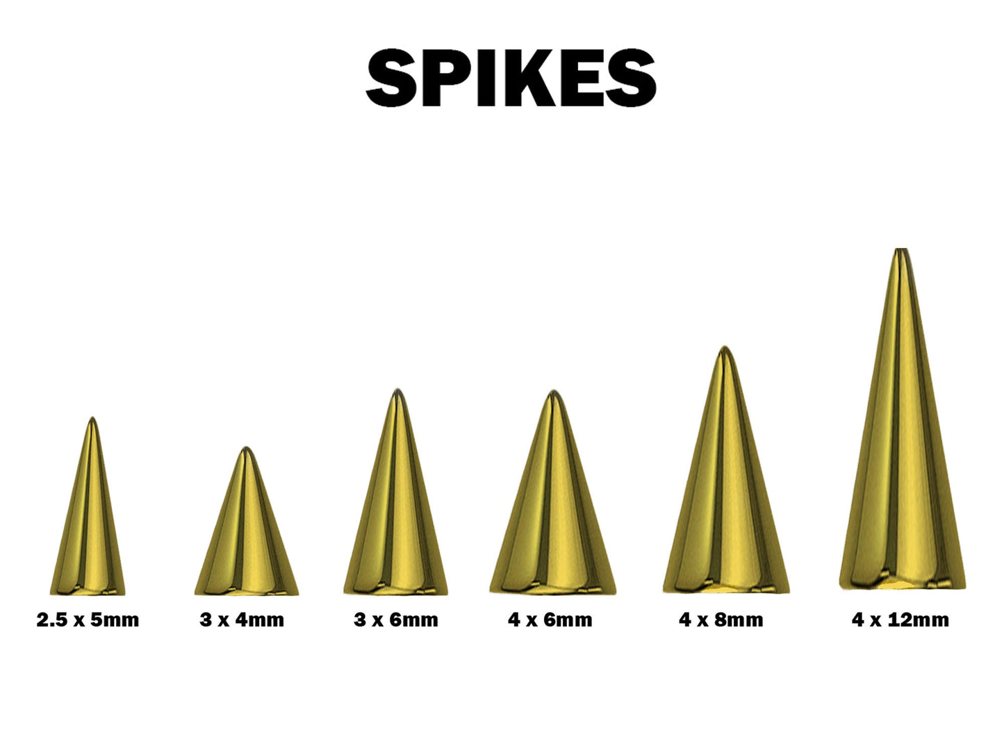 Gold Spike Labret Stud Piercing Jewelry - Titanium Flatback Lip Jewelry, Lip Piercing - 18G 16G 14G Body Piercing Custom Spike Size