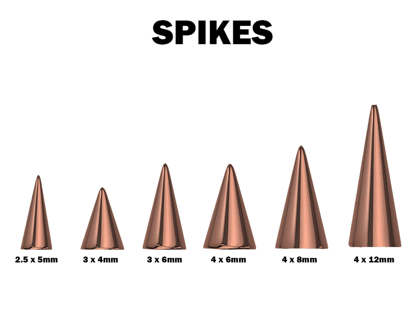 Rose Gold Spike Labret Stud Piercing Jewelry - Titanium Flatback Lip Jewelry, Lip Piercing - 18G 16G 14G Body Piercing Custom Spike Size