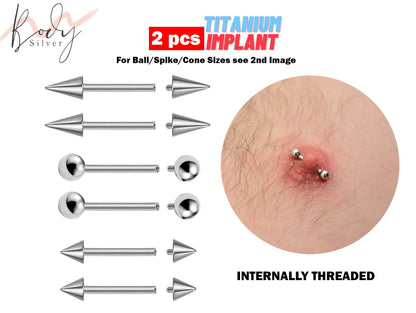 Spike Nipple Piercing, Nipple Jewelry - 2pcs Titanium Nipple Shield, nippelpiercing Barbell 16G 14G Ball/Cone/Spike - Internally Threaded