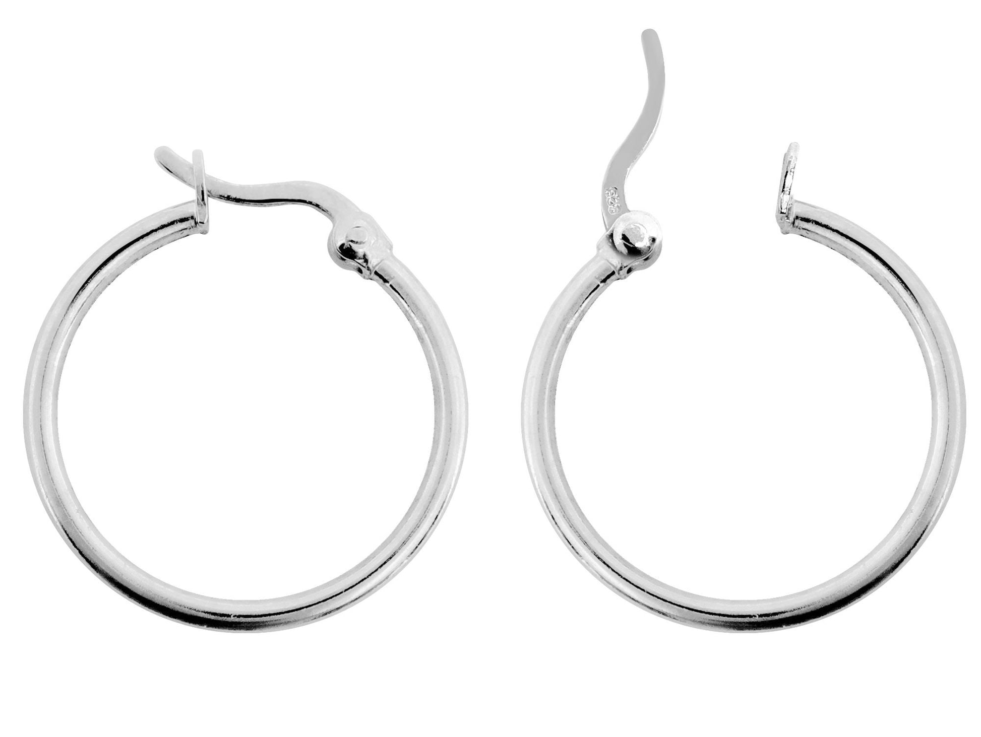 Hoop Earrings Silver large and Medium with Latch Back Closure Available in Silver, Gold and Risegold Tone - 1 Pair