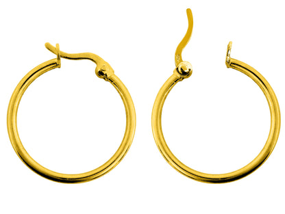 Hoop Earrings Silver large and Medium with Latch Back Closure Available in Silver, Gold and Risegold Tone - 1 Pair