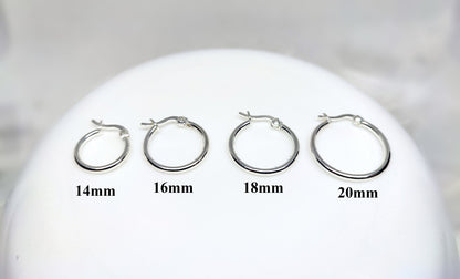 Hoop Earrings Silver large and Medium with Latch Back Closure Available in Silver, Gold and Risegold Tone - 1 Pair