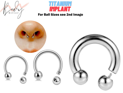 Titanium Nose Septum, Horseshoe Jewelry - CBB PA Ring, Piercing Jewelry for Tragus, Rook, Nipple, Snug, Helix, Daith, Cartilage