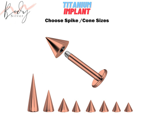 Rose Gold Spike Labret Stud Piercing Jewelry - Titanium Flatback Lip Jewelry, Lip Piercing - 18G 16G 14G Body Piercing Custom Spike Size