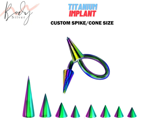 Rainbow Spike Lip Ring, Lip Jewelry - 16G 14G Titanium Spiral Body Piercing for Lip Piercing and Helix Ring - Custom Spike size