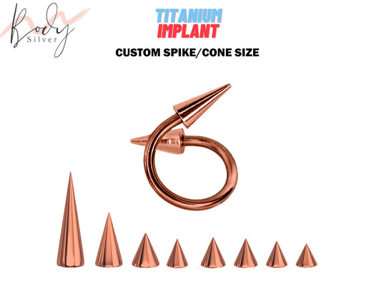 Rose Gold Spike Lip Ring, Lip Jewelry - 16G 14G Titanium Spiral Body Piercing for Lip Piercing and Helix Ring - Custom Spike size