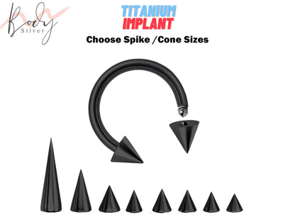 Black Spike Lip Piercing, Nose Ring CBB - Choose Cone / Spike Size for Piercing Stud - Body Piercing 18G 16G 14G