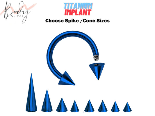 Teal Blue Spike Lip Piercing, Nose Ring CBB - Choose Cone / Spike Size for Piercing Stud - Body Piercing 18G 16G 14G