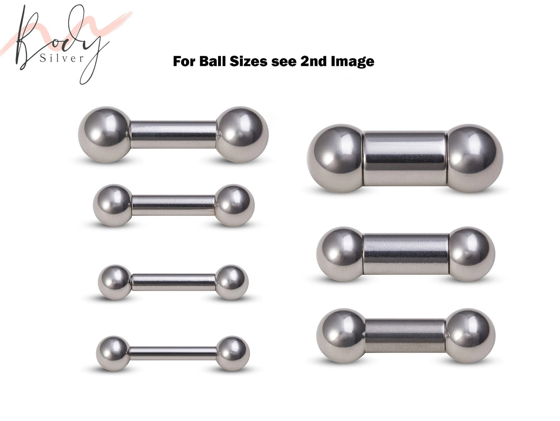 Straight Barbell Piercing Big Gauge Size - 18g to 0G Barbell Body Piercing for Tongue Bar, Ear Piercing, Nipple Stud Body Jewelry