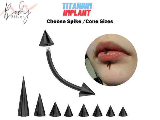 Titanium Spike Black Vertical Labret Jewellery Body Piercing Lip Jewelry Lip Ring with Custom Spike Sizes