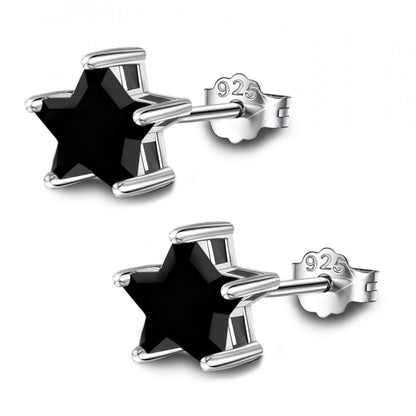 Stud Earrings Star Shape CZ Crystal - 1 Pair Silver Earrings - Sparkly Minimalist Stud - Prong Setting