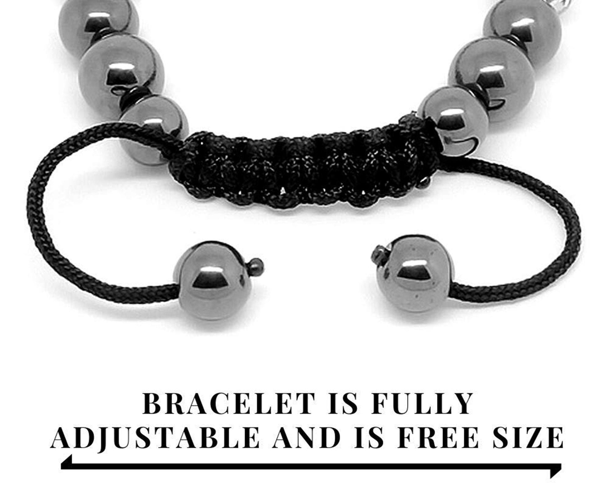 Hematite Macramé bracelet with CZ Crystals Beads - Tibetan Inspired Bracelet - Adjustable bracelet